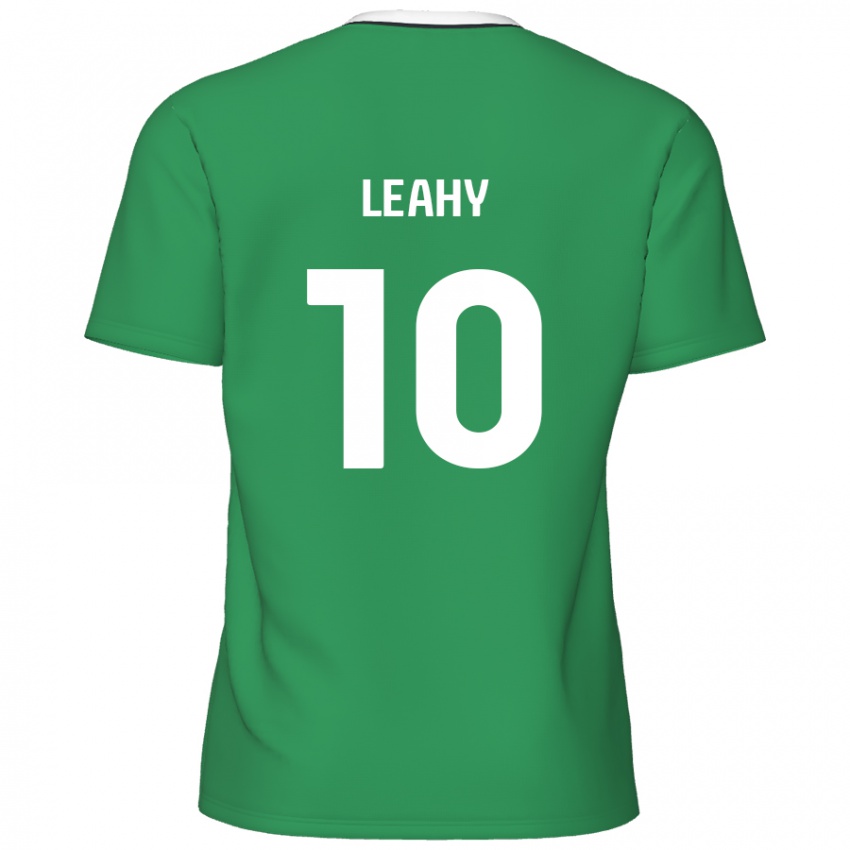 Criança Camisola Luke Leahy #10 Listras Brancas Verdes Alternativa 2024/25 Camisa Brasil