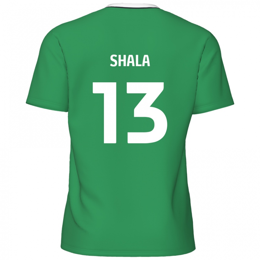 Criança Camisola Laurence Shala #13 Listras Brancas Verdes Alternativa 2024/25 Camisa Brasil