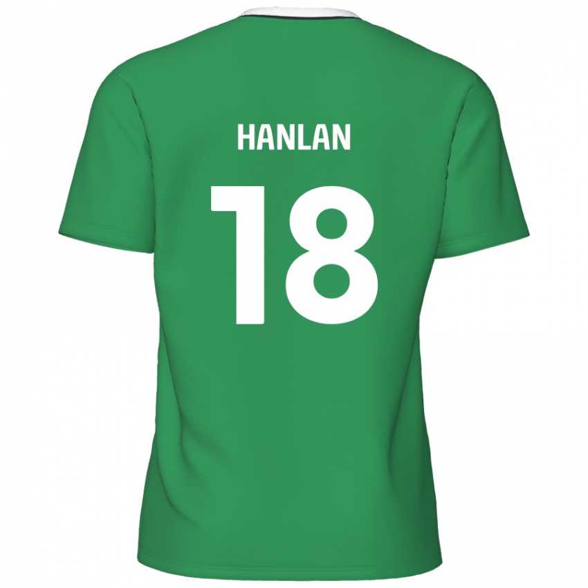 Criança Camisola Brandon Hanlan #18 Listras Brancas Verdes Alternativa 2024/25 Camisa Brasil