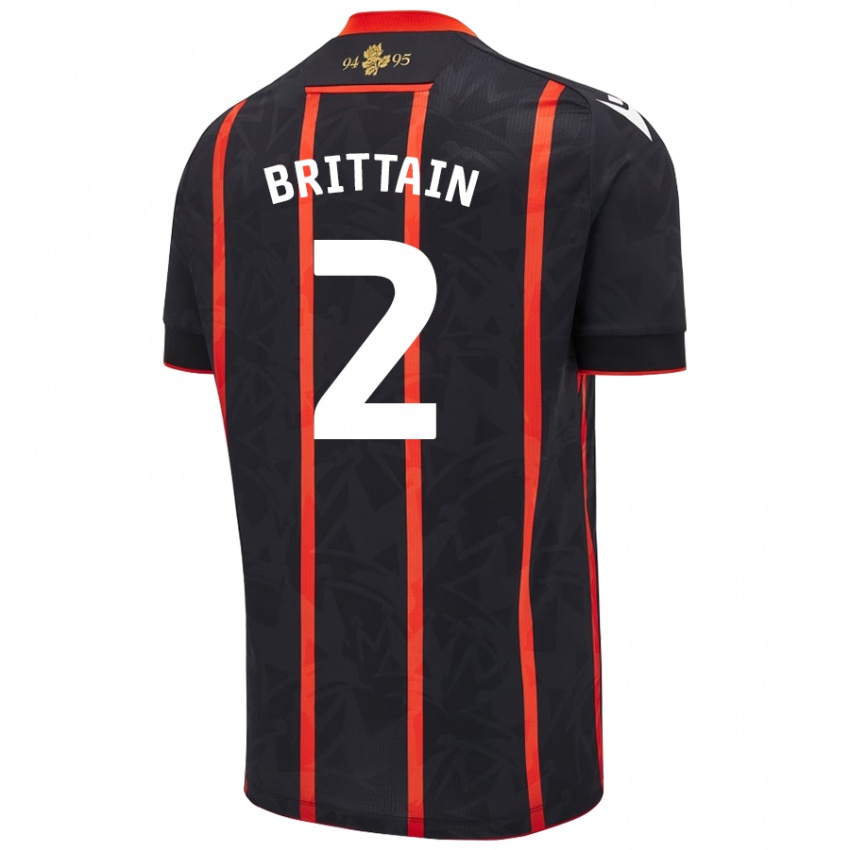 Criança Camisola Callum Brittain #2 Vermelho Preto Alternativa 2024/25 Camisa Brasil