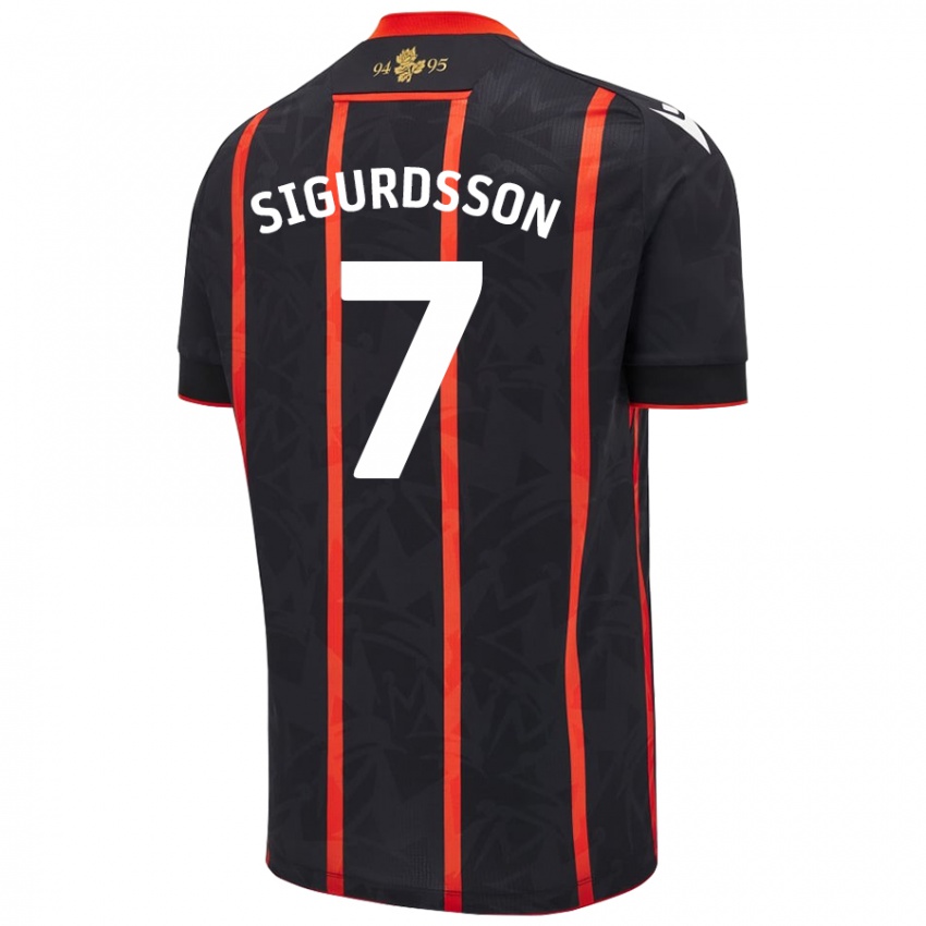 Criança Camisola Arnór Sigurdsson #7 Vermelho Preto Alternativa 2024/25 Camisa Brasil