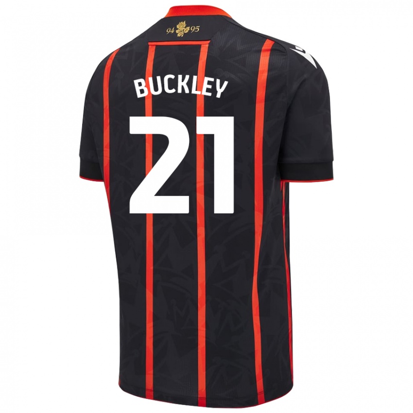 Criança Camisola John Buckley #21 Vermelho Preto Alternativa 2024/25 Camisa Brasil