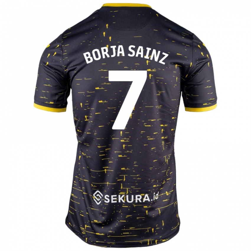 Criança Camisola Borja Sainz #7 Amarelo Preto Alternativa 2024/25 Camisa Brasil