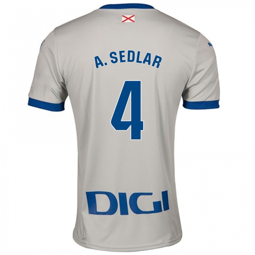 Criança Camisola Aleksandar Sedlar #4 Cinza Leve Alternativa 2024/25 Camisa Brasil