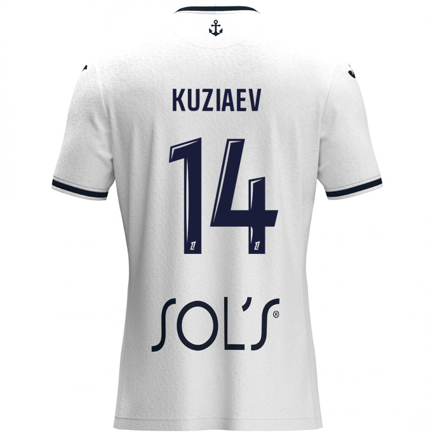 Criança Camisola Daler Kuzyaev #14 Azul Escuro Branco Alternativa 2024/25 Camisa Brasil