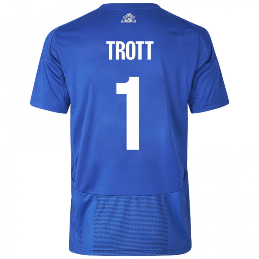 Criança Camisola Nathan Trott #1 Azul Branco Alternativa 2024/25 Camisa Brasil