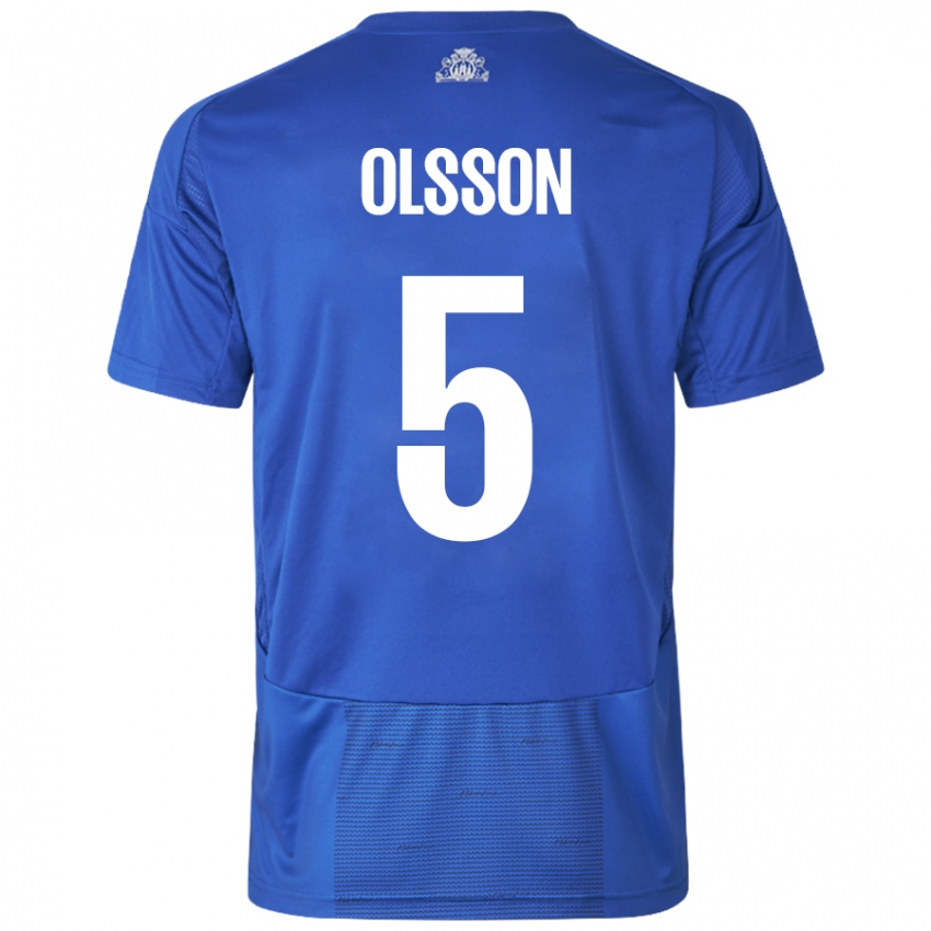 Criança Camisola Cornelius Olsson #5 Azul Branco Alternativa 2024/25 Camisa Brasil