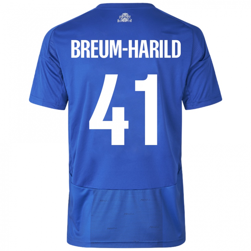 Criança Camisola Tobias Breum-Harild #41 Azul Branco Alternativa 2024/25 Camisa Brasil