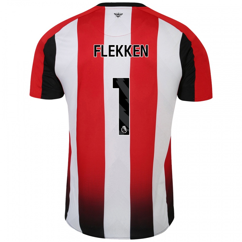 Homem Camisola Mark Flekken #1 Vermelho Branco Principal 2024/25 Camisa Brasil