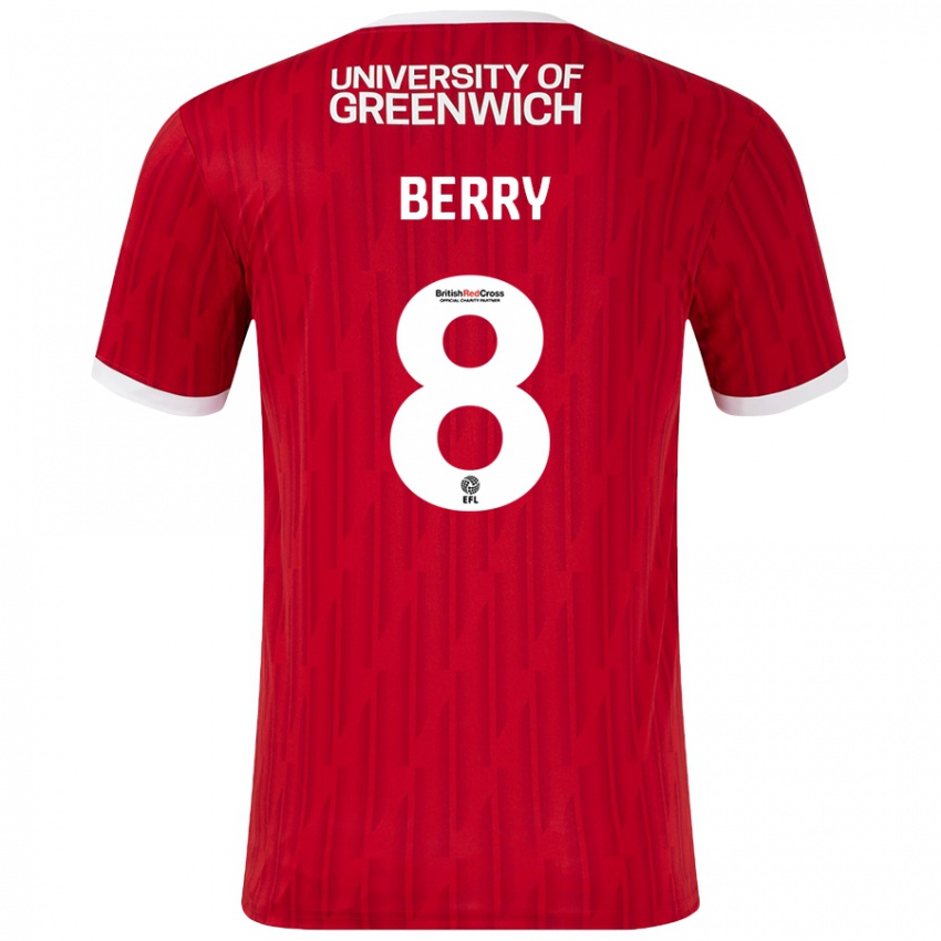 Homem Camisola Luke Berry #8 Vermelho Branco Principal 2024/25 Camisa Brasil