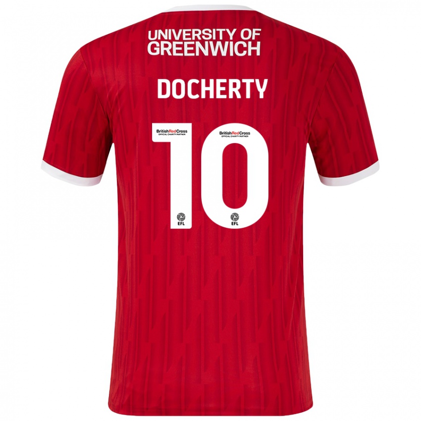 Homem Camisola Greg Docherty #10 Vermelho Branco Principal 2024/25 Camisa Brasil