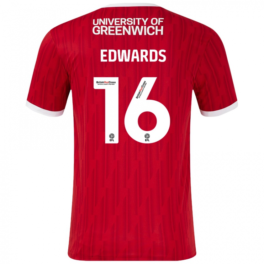 Homem Camisola Josh Edwards #16 Vermelho Branco Principal 2024/25 Camisa Brasil