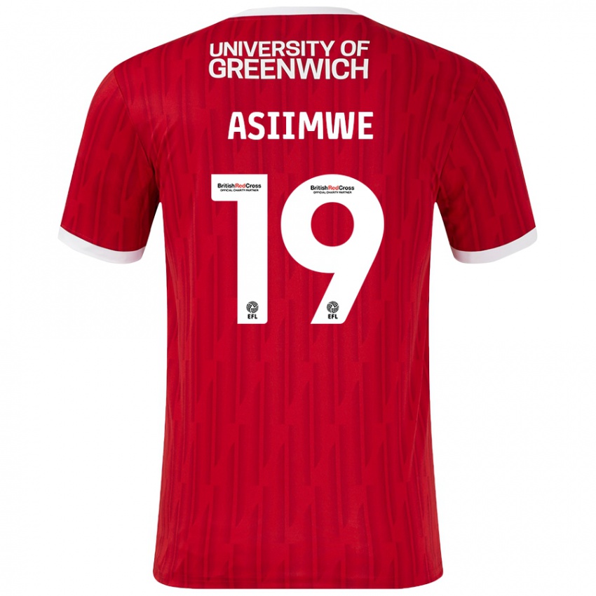 Homem Camisola Nathan Asiimwe #19 Vermelho Branco Principal 2024/25 Camisa Brasil