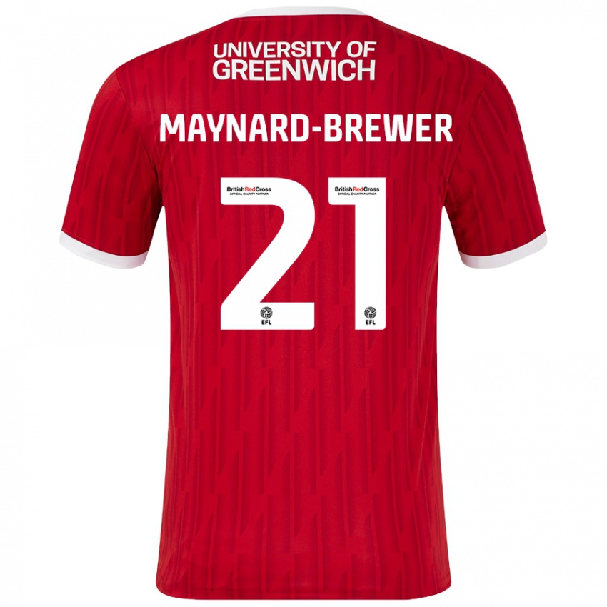 Homem Camisola Ashley Maynard-Brewer #21 Vermelho Branco Principal 2024/25 Camisa Brasil