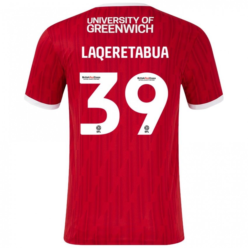 Homem Camisola Josh Laqeretabua #39 Vermelho Branco Principal 2024/25 Camisa Brasil