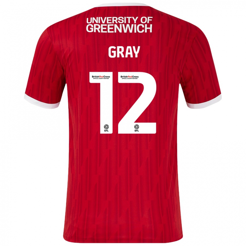 Homem Camisola Jessica Gray #12 Vermelho Branco Principal 2024/25 Camisa Brasil