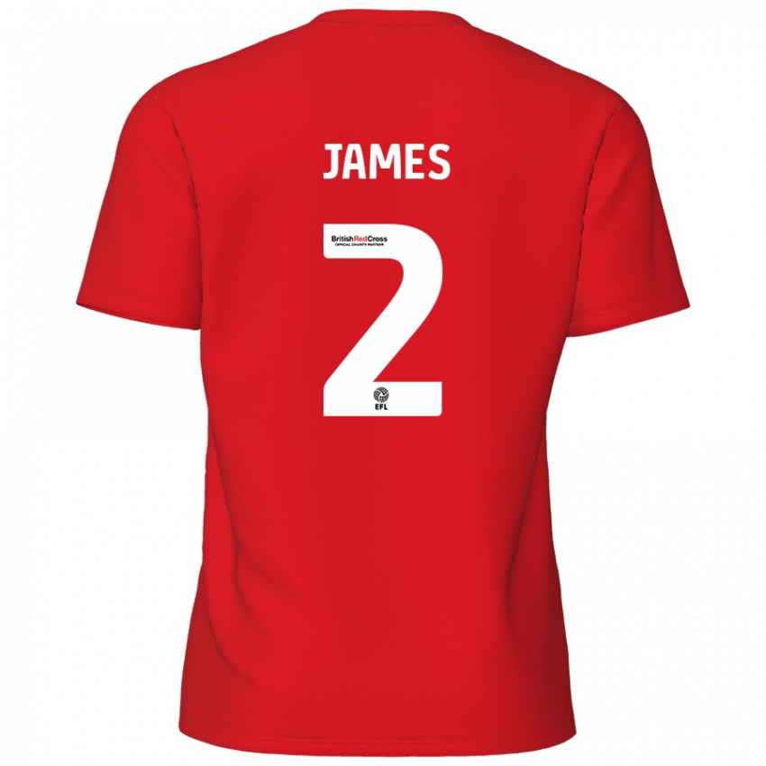 Homem Camisola Tom James #2 Vermelho Principal 2024/25 Camisa Brasil