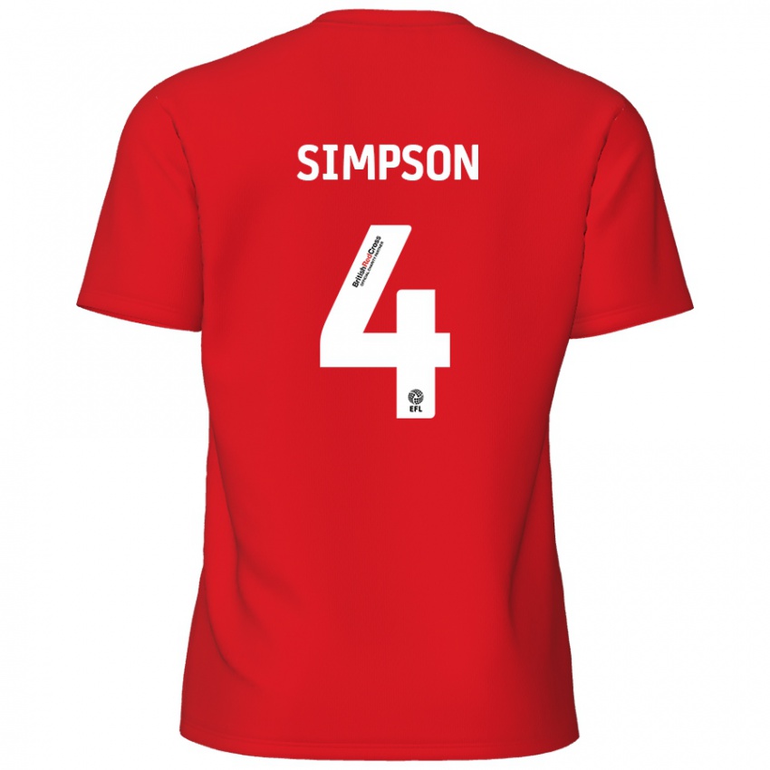 Homem Camisola Jack Simpson #4 Vermelho Principal 2024/25 Camisa Brasil