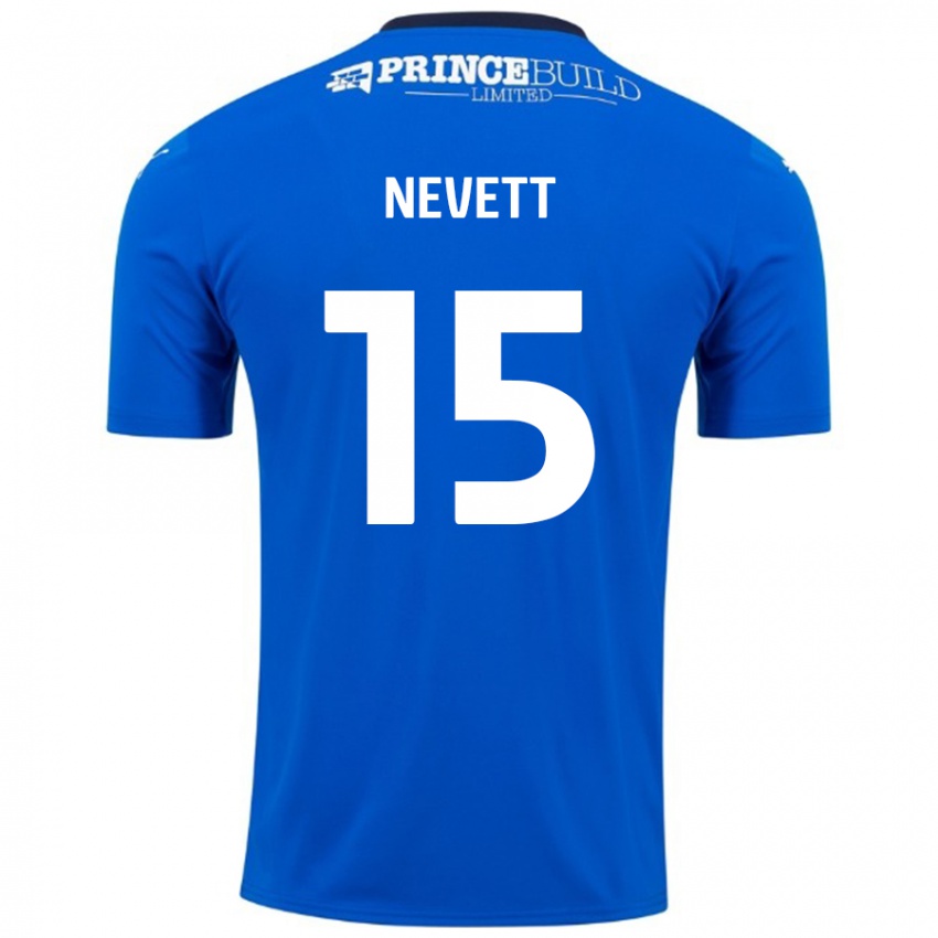 Homem Camisola George Nevett #15 Branco Azul Principal 2024/25 Camisa Brasil