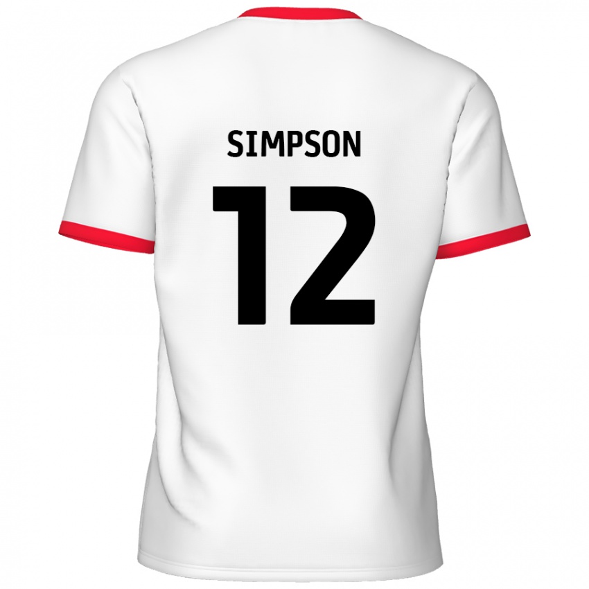 Homem Camisola Tyreece Simpson #12 Vermelho Branco Principal 2024/25 Camisa Brasil