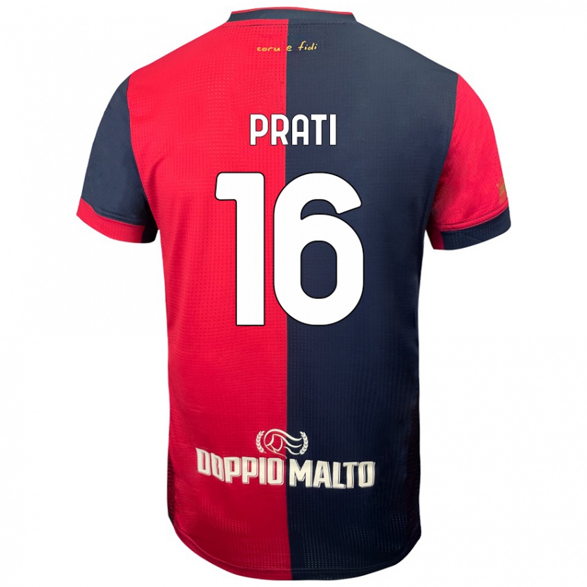 Homem Camisola Matteo Prati #16 Azul Vermelho Escuro Principal 2024/25 Camisa Brasil