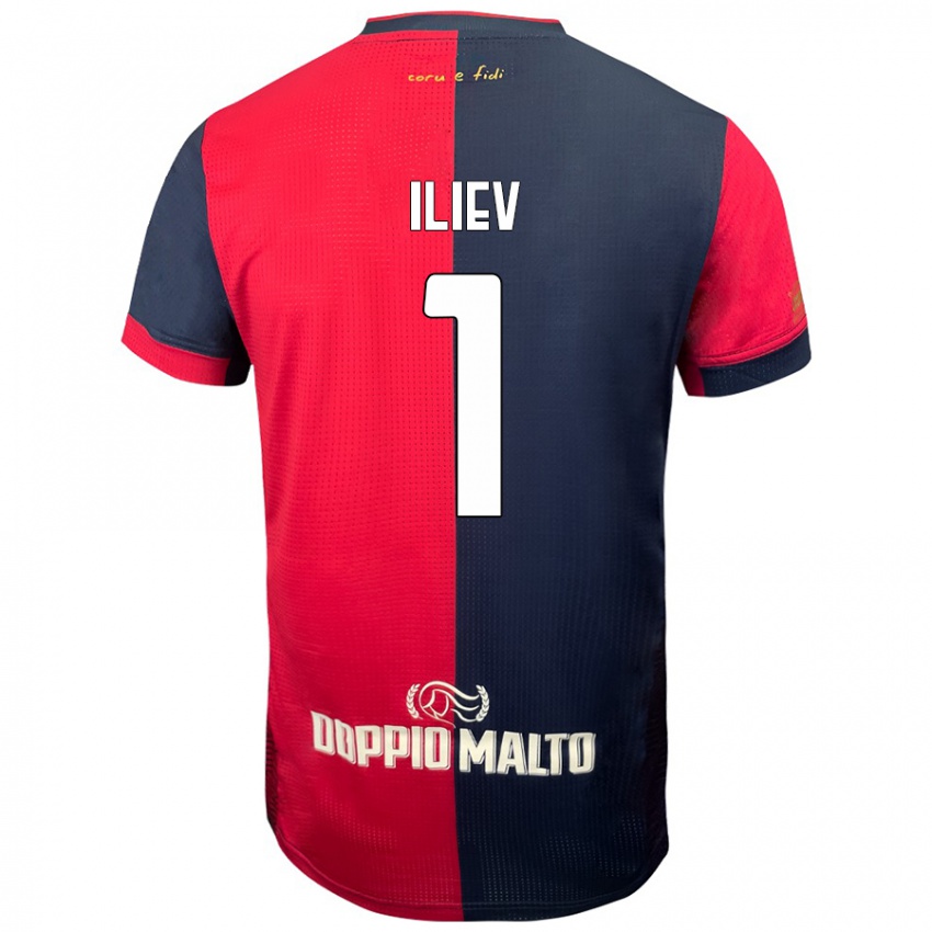 Homem Camisola Velizar-Iliya Iliev #1 Azul Vermelho Escuro Principal 2024/25 Camisa Brasil