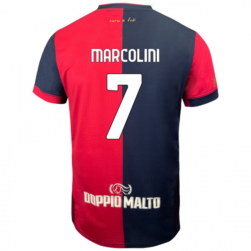 Homem Camisola Diego Marcolini #7 Azul Vermelho Escuro Principal 2024/25 Camisa Brasil