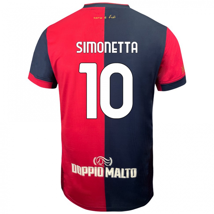 Homem Camisola Jacopo Simonetta #10 Azul Vermelho Escuro Principal 2024/25 Camisa Brasil