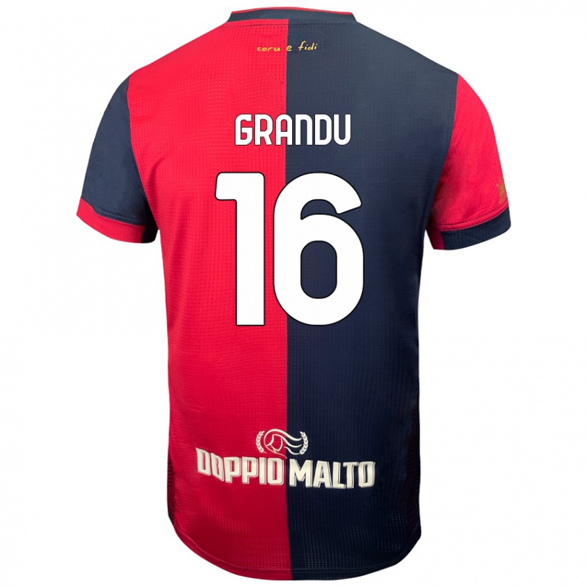 Homem Camisola Nicola Grandu #16 Azul Vermelho Escuro Principal 2024/25 Camisa Brasil