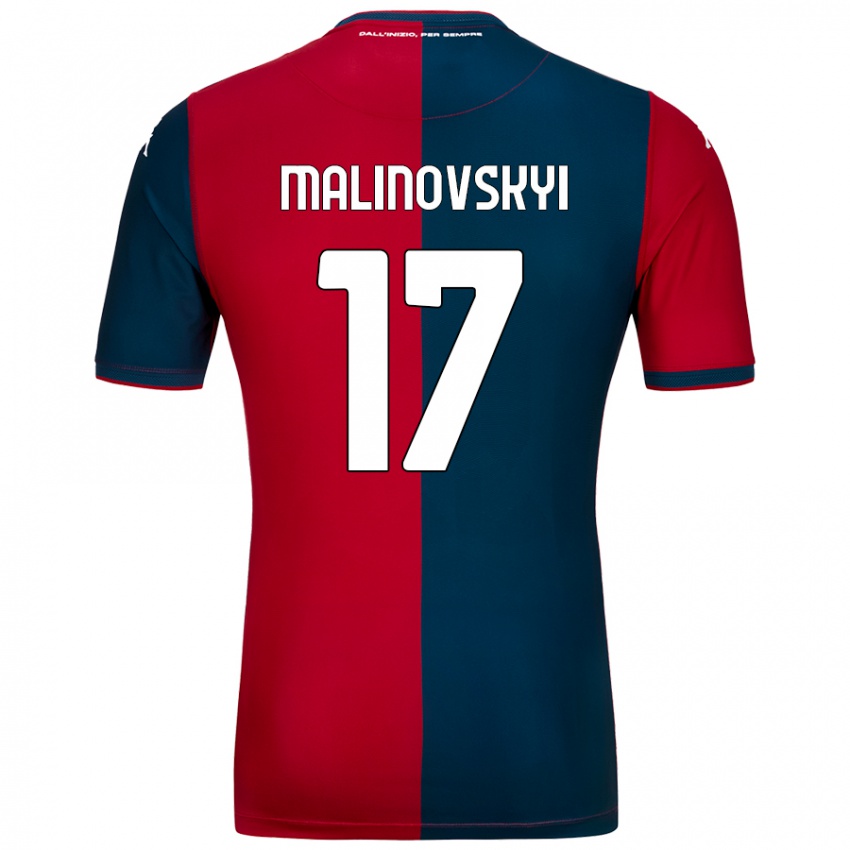 Homem Camisola Ruslan Malinovskyi #17 Azul Escuro Vermelho Principal 2024/25 Camisa Brasil