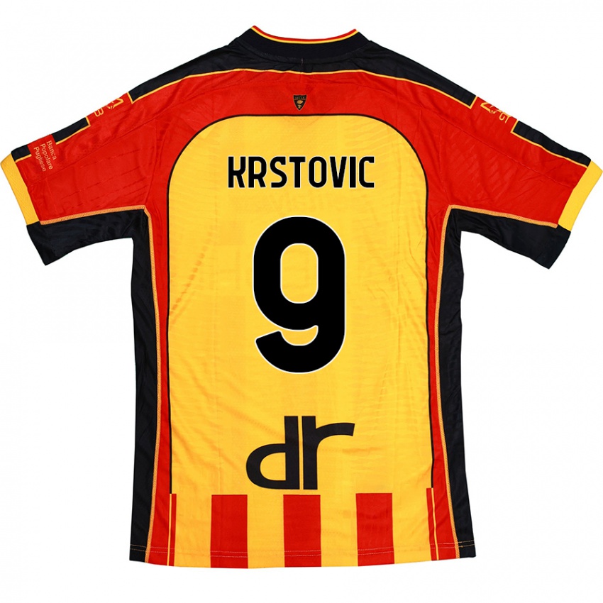 Homem Camisola Nikola Krstovic #9 Vermelho Amarelo Principal 2024/25 Camisa Brasil