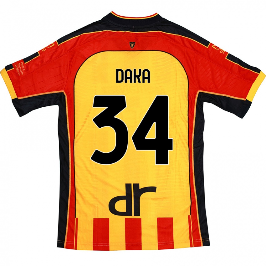 Homem Camisola Dario Daka #34 Vermelho Amarelo Principal 2024/25 Camisa Brasil