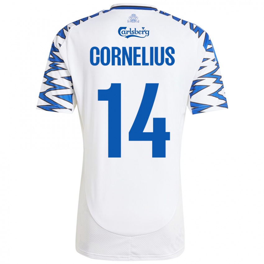 Homem Camisola Andreas Cornelius #14 Céu Branco Azul Principal 2024/25 Camisa Brasil