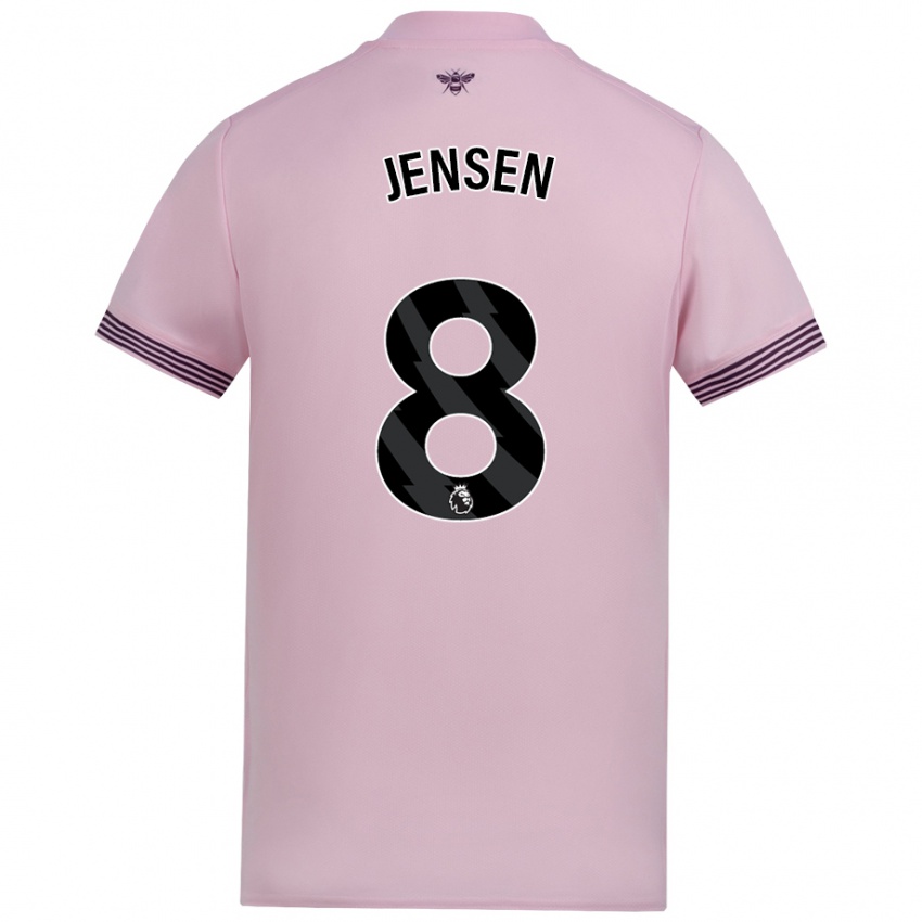 Homem Camisola Mathias Jensen #8 Cor-De-Rosa Alternativa 2024/25 Camisa Brasil