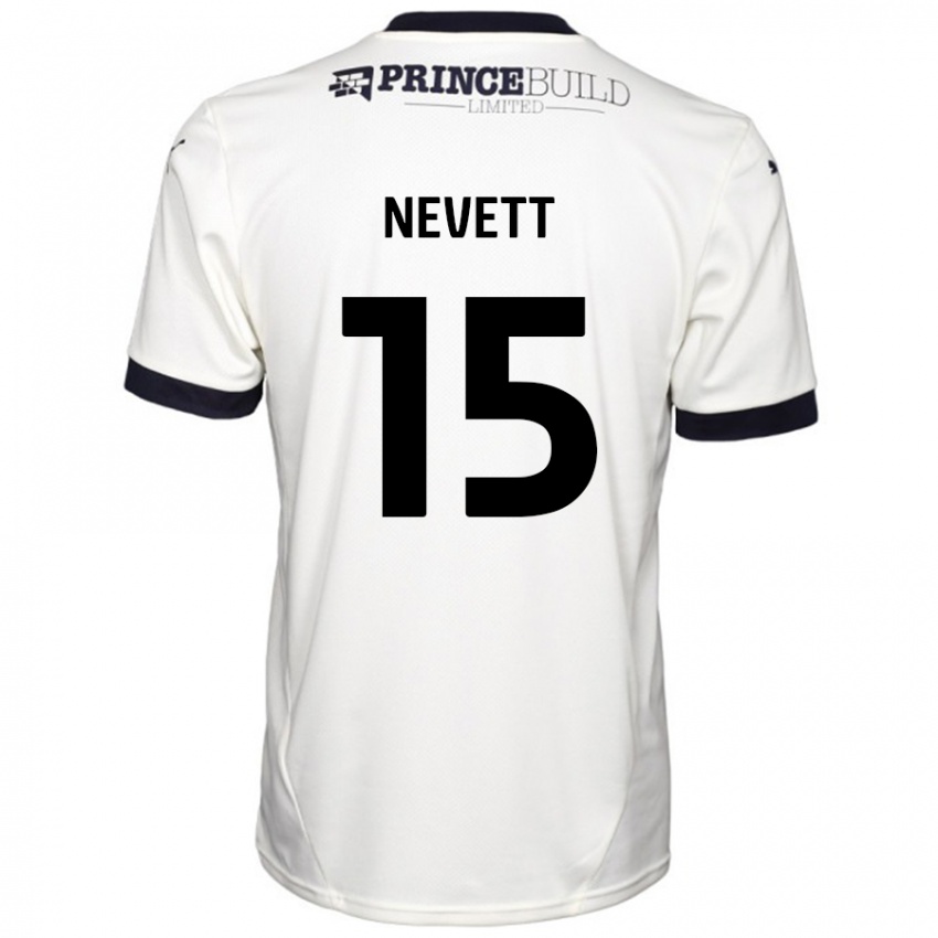 Homem Camisola George Nevett #15 Fora De Branco Preto Alternativa 2024/25 Camisa Brasil