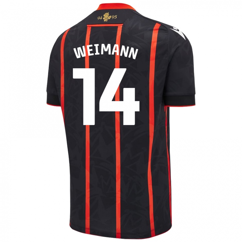 Homem Camisola Andreas Weimann #14 Vermelho Preto Alternativa 2024/25 Camisa Brasil