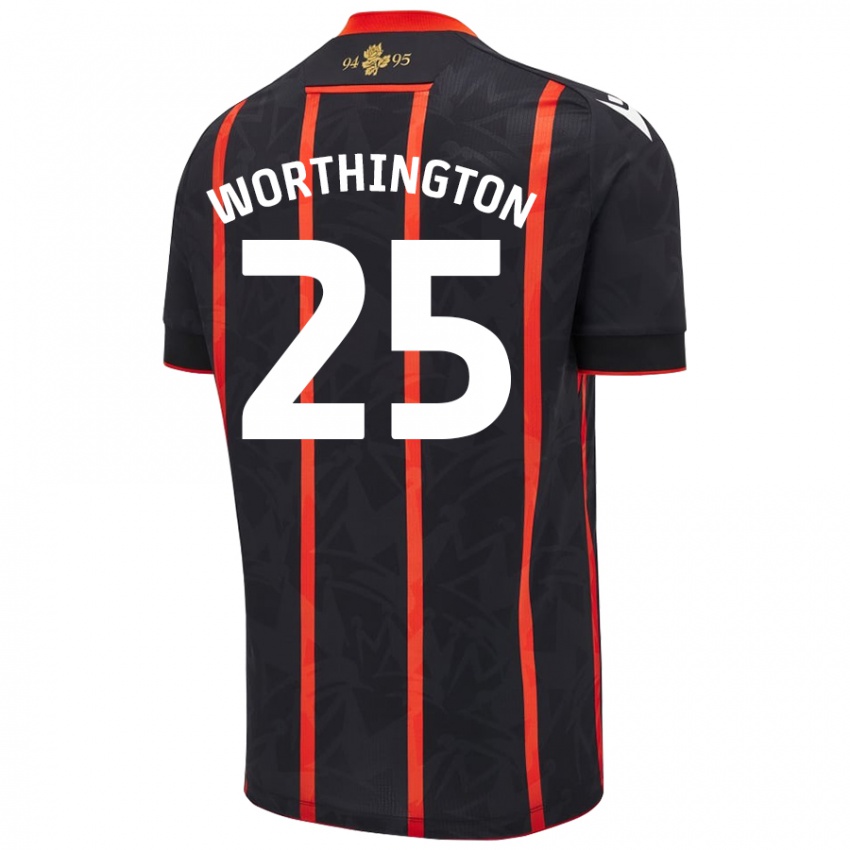 Homem Camisola Nicola Worthington #25 Vermelho Preto Alternativa 2024/25 Camisa Brasil