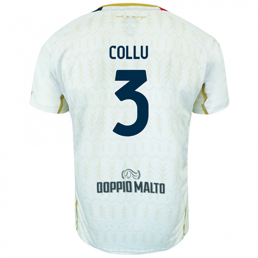 Homem Camisola Davide Collu #3 Branco Alternativa 2024/25 Camisa Brasil