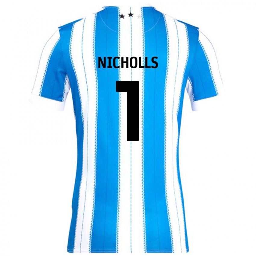 Mulher Camisola Lee Nicholls #1 Azul Branco Principal 2024/25 Camisa Brasil