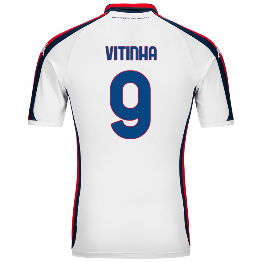 Mulher Camisola Vitinha #9 Branco Alternativa 2024/25 Camisa Brasil