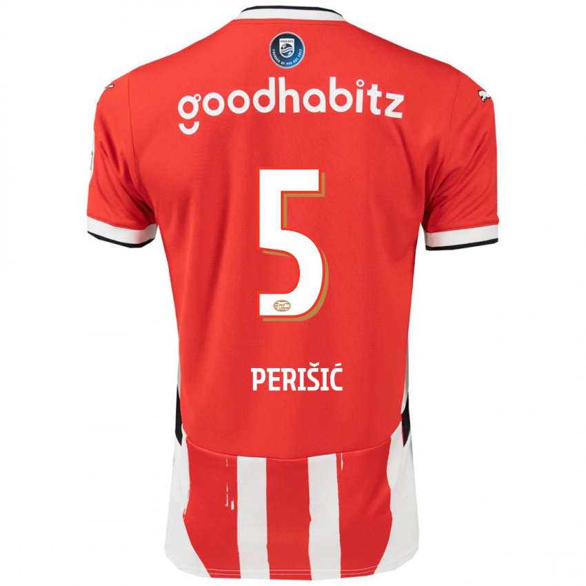 Criança Camisola Ivan Perisic #5 Branco Vermelho Principal 2024/25 Camisa Brasil