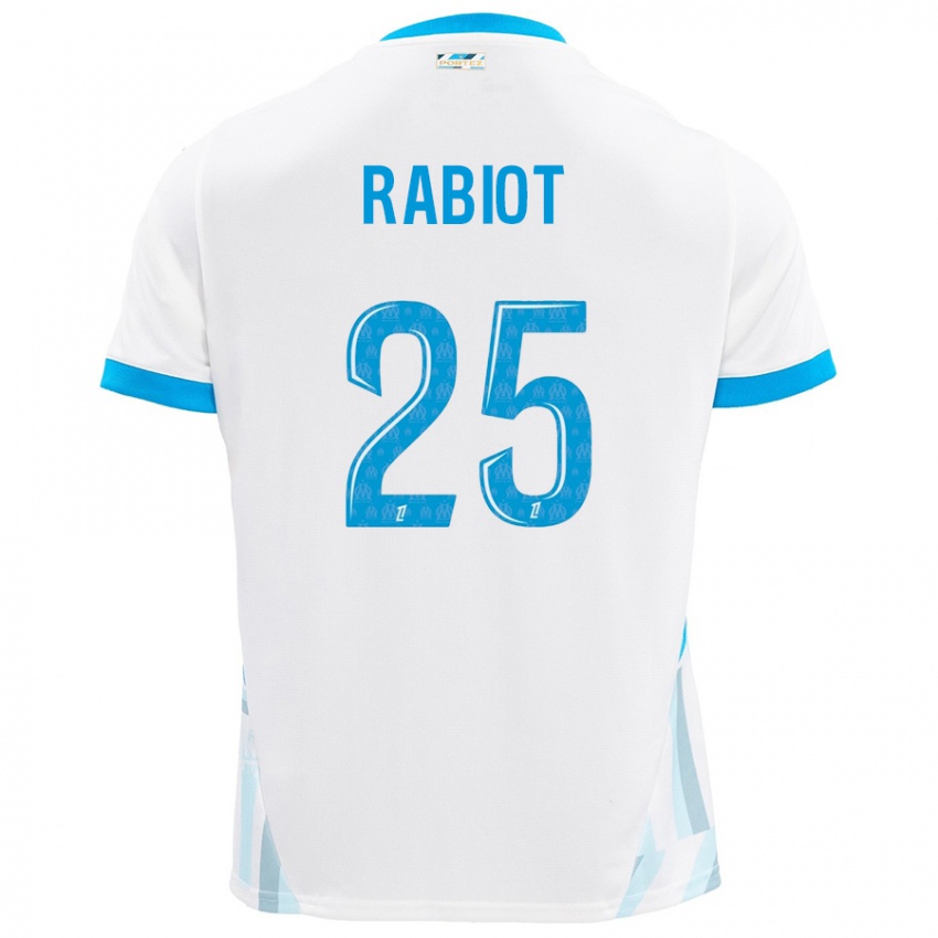 Criança Camisola Adrien Rabiot #25 Céu Branco Azul Principal 2024/25 Camisa Brasil