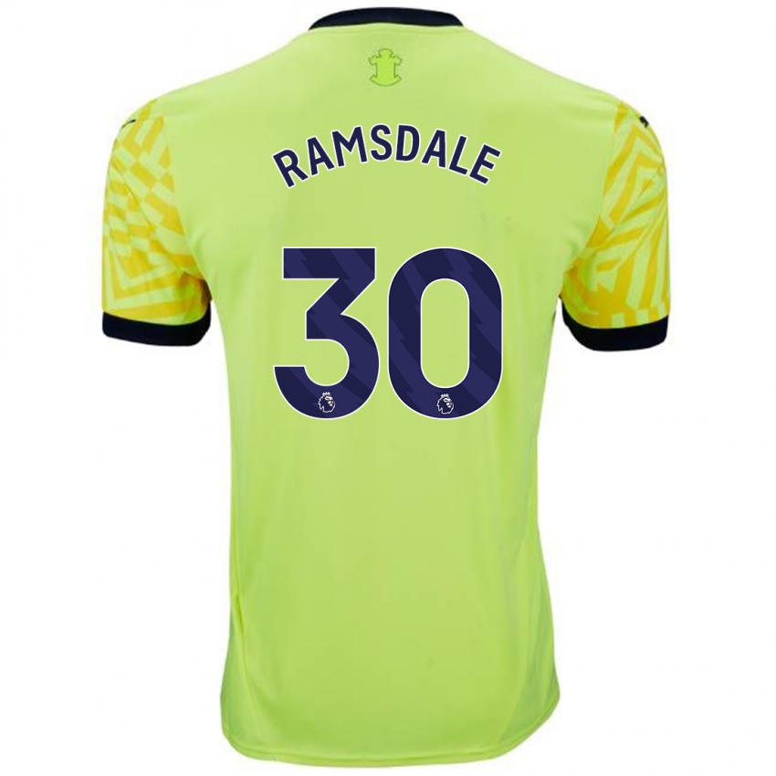 Criança Camisola Aaron Ramsdale #30 Amarelo Alternativa 2024/25 Camisa Brasil