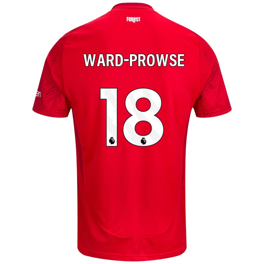 Criança Camisola James Ward-Prowse #18 Vermelho Branco Principal 2024/25 Camisa Brasil