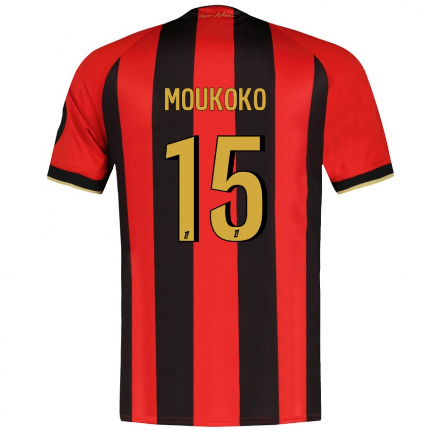 Criança Camisola Youssoufa Moukoko #15 Vermelho Preto Principal 2024/25 Camisa Brasil