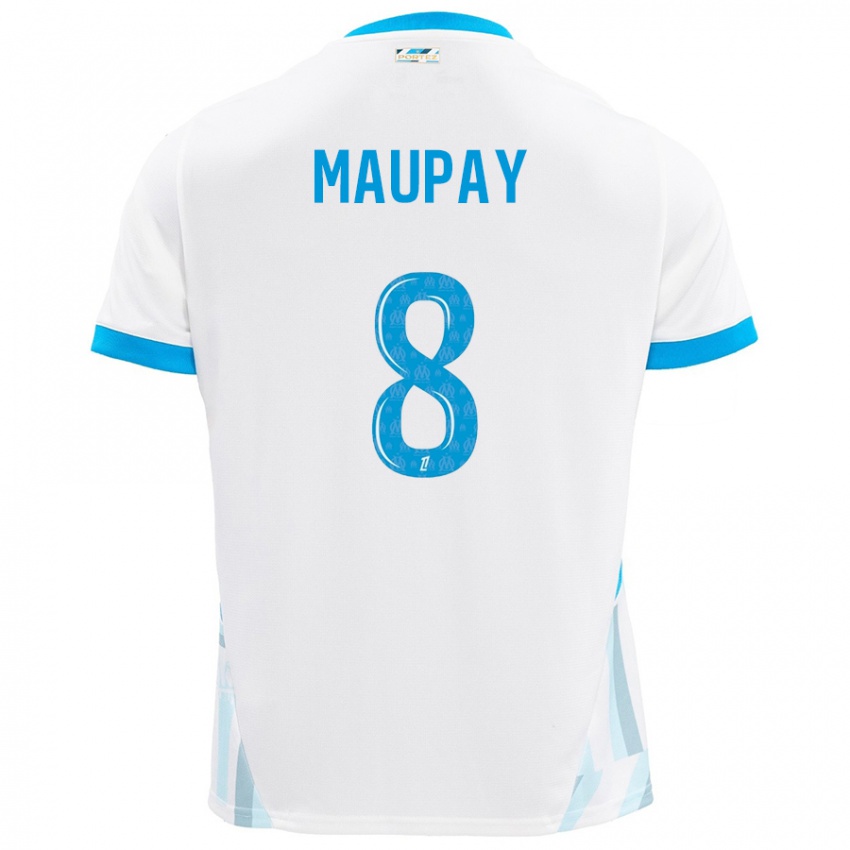 Criança Camisola Neal Maupay #8 Céu Branco Azul Principal 2024/25 Camisa Brasil