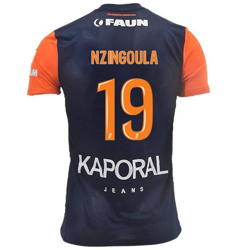 Criança Camisola Rabby Nzingoula #19 Laranja Azul Marinho Principal 2024/25 Camisa Brasil