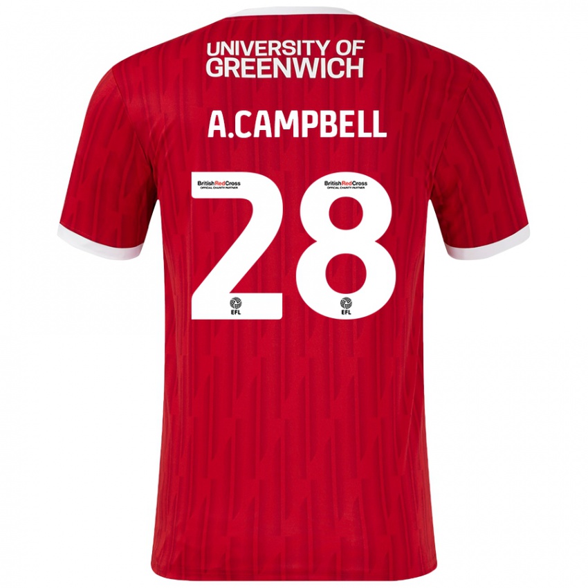 Criança Camisola Allan Campbell #28 Vermelho Branco Principal 2024/25 Camisa Brasil