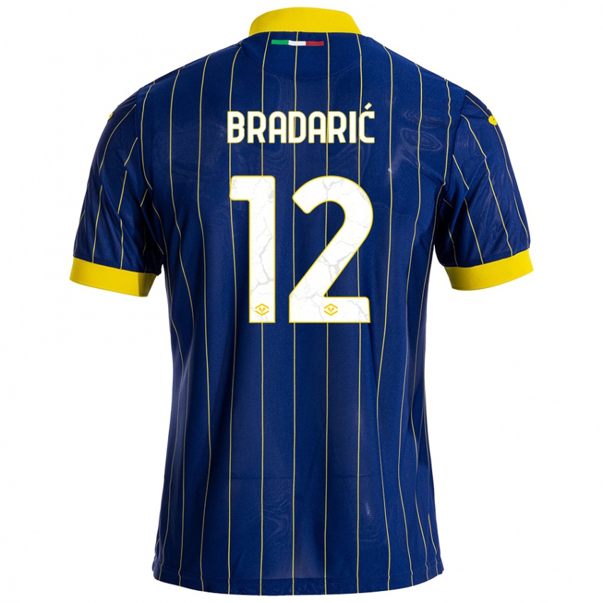 Criança Camisola Domagoj Bradarić #12 Azul Amarelo Principal 2024/25 Camisa Brasil