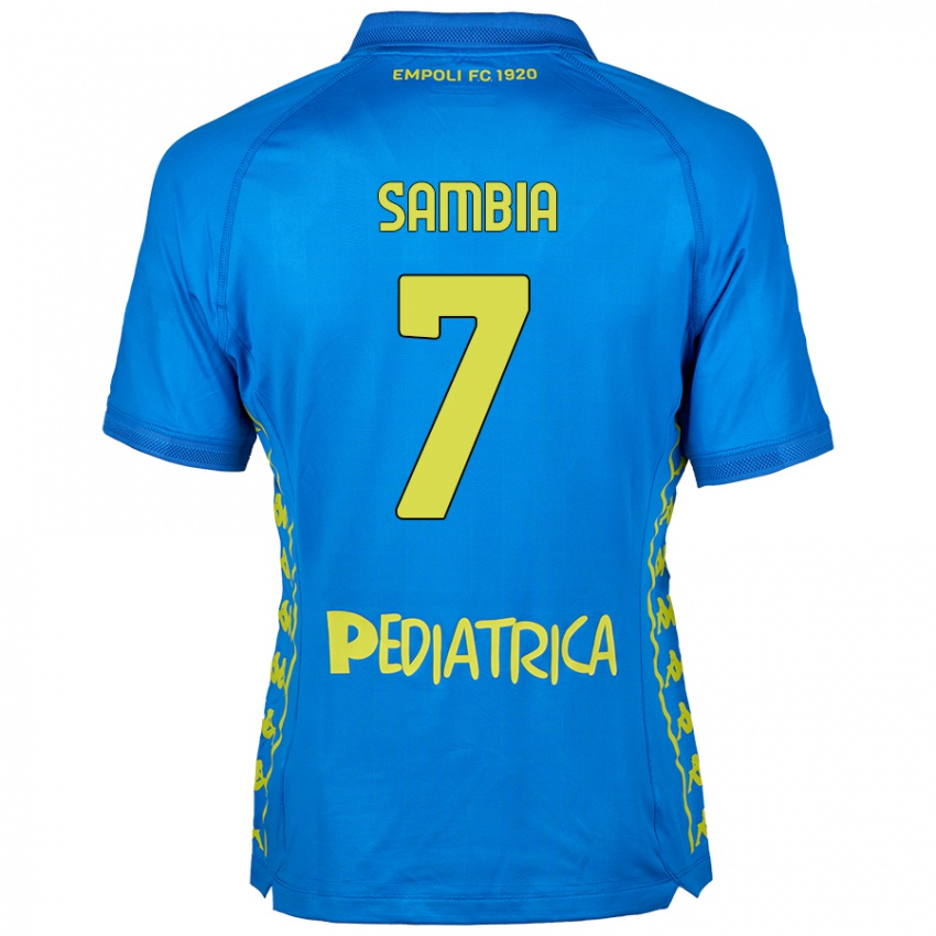 Criança Camisola Junior Sambia #7 Azul Principal 2024/25 Camisa Brasil